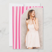 Invitation Retro Hot Pink Coquette Bow photo graduation (Dos)