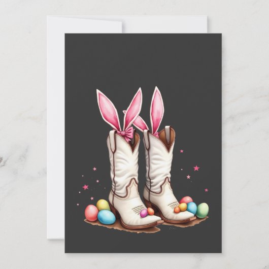 Invitation Retro Howdy Easter Funny Cowboy Boots Easter Eglis (Devant)