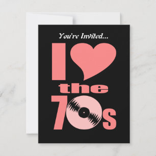 Invitation Retro I Love le les années 70 Dossier Vinyle du
