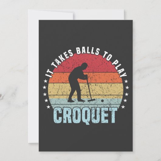 Invitation Rétro Il Faut Des Couilles Pour Jouer Au Croquet (Devant)