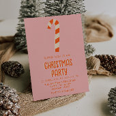 Invitation Retro Illustré rose Noël Soirée Barre de Bonbons