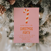 Invitation Retro Illustré rose Noël Soirée Barre de Bonbons