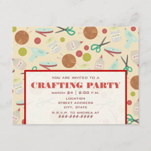 Invitation Retro Inspiré Crafting Party