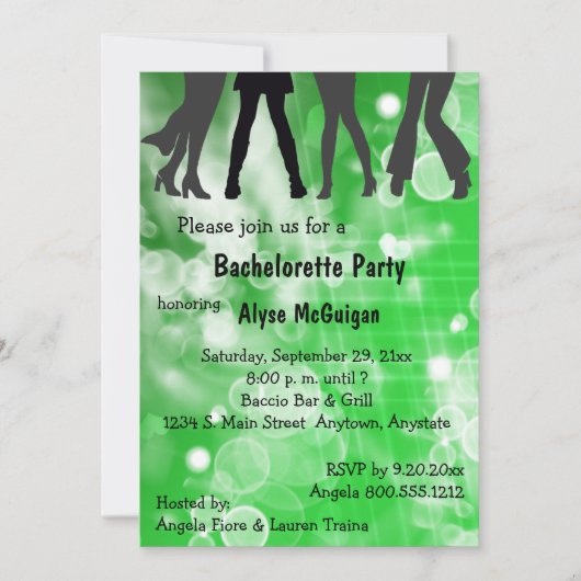 Invitation Retro Inspiré Green Bachelorette Party (Devant)
