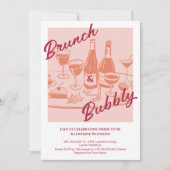 Invitation Retro jaune « Brunch & Bubbly » Réception de maria (Devant)
