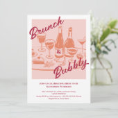 Invitation Retro jaune « Brunch & Bubbly » Réception de maria (Debout devant)