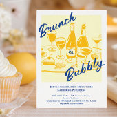 Invitation Retro jaune « Brunch & Bubbly » Réception de maria