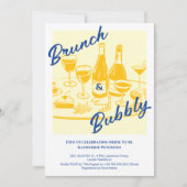 Invitation Retro jaune « Brunch & Bubbly » Réception de maria (Devant)