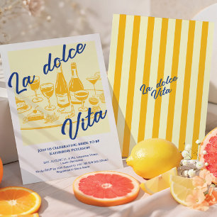 Invitation Rétro jaune « La dolce vita » Réception de mariage