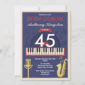 Invitation Retro jazz musique fête d'anniversaire adulte (Devant)