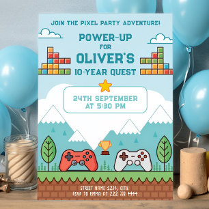 Invitation Retro Jeu Anniversaire Bash