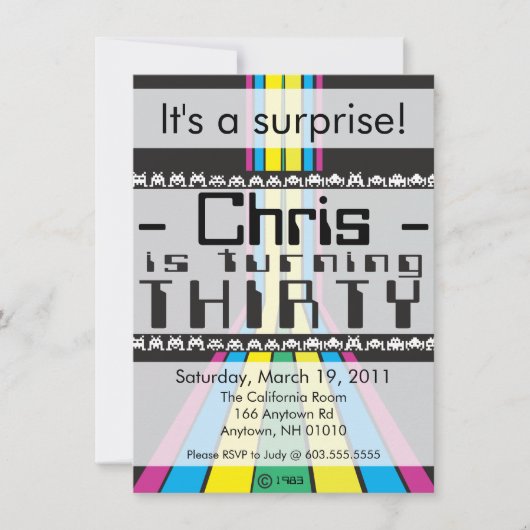 Invitation Retro Jeu Vidéo Trente Anniversaire (Devant)