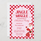 Invitation Retro Jingle And Mingle Christmas Checkerboard Red (Devant)