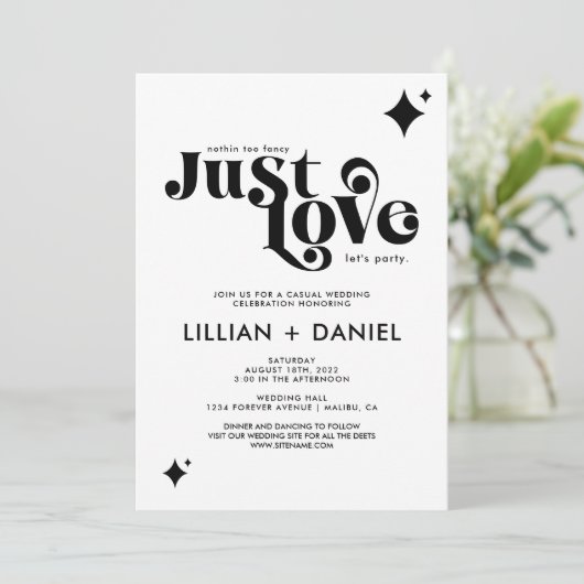 Invitation Retro Just Love Mariage informel et Décontracté (Debout devant)