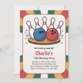 Invitation Retro Kids Bowling Birthday Party (Devant)
