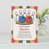 Invitation Retro Kids Bowling Birthday Party (Debout devant)