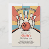 Invitation Retro Kids Bowling Birthday Party (Devant)