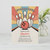 Invitation Retro Kids Bowling Birthday Party (Debout devant)