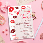 Invitation Retro Kissing My 20's Goodbye 30th Birthday Party<br><div class="desc">Célébrez un fabuleux 30e anniversaire en style avec cette invitation à la fête d’anniversaire "Kissing My 20’s Goodbye"! Idéal pour une fête girly, branchée et drôle, cette invitation design est conçue pour sa journée spéciale. Doté d'une demi-arche d'inspiration rétro et de rose vif sur la droite, il dégage une atmosphère...</div>