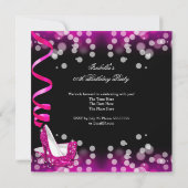 Invitation Retro Lady Parties scintillant rose chaud talons h (Dos)
