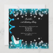 Invitation Retro Lady Parties scintillant Turquoise hauts tal (Dos)