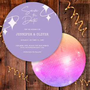 Invitation Retro Lavender Disco Ball Wedding Enregistrer la d