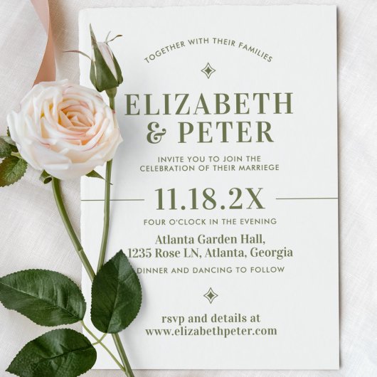 Invitation Rétro les années 70 Mariage vert Super