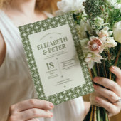 Invitation Rétro les années 70 Mariage vert Super