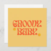 Invitation Retro les années 70 moutarde Orange Hippie Super b (Devant / Derrière)