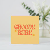 Invitation Retro les années 70 moutarde Orange Hippie Super b (Debout devant)