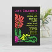Invitation Retro les années 70 Neon Super Psychedelic Flower (Debout devant)