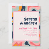 Invitation Retro les années 70 Pastel Rose Super Abstrait (Devant)