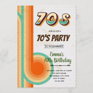 Invitation Retro les années 70 thème d'anniversaire Invitatio