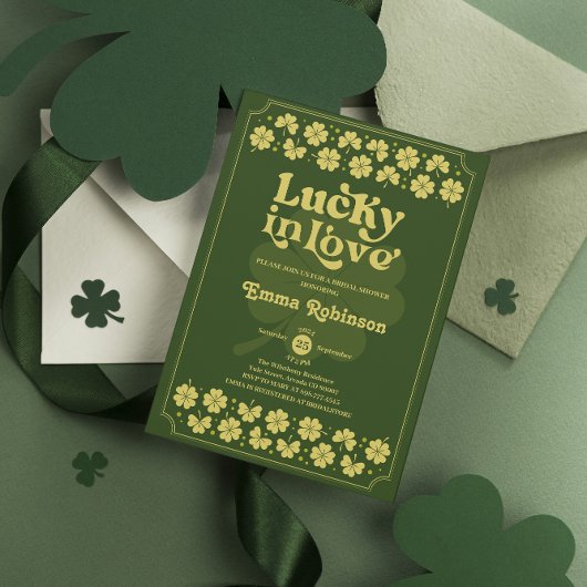Invitation Retro Lucky in Love St Patrick's Day Bridal Shower