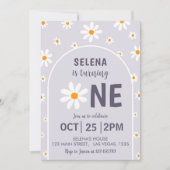 Invitation Retro Lumière violet première fête d'anniversaire  (Devant)