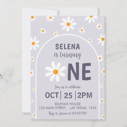 Invitation Retro Lumière violet première fête d'anniversaire  (Devant)