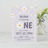 Invitation Retro Lumière violet première fête d'anniversaire  (Debout devant)