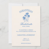 Invitation Retro Luxe Blue Beach Bachelorette Logo Girls Trip (Devant)
