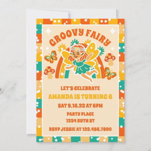 Invitation Retro Magique Fairy Garden Floral Anniversaire Pho (Devant)