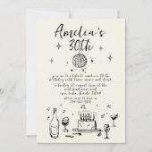 Invitation Retro Main dessinée manuscrite funky 30 anniversai (Devant)