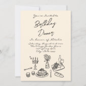 Invitation Retro Main Drake Anniversaire Dîner Photo (Devant)