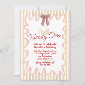 Invitation Retro Main peinte Bow Bonjour Vingt et un Annivers (Devant)