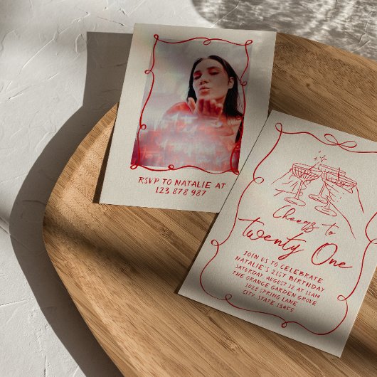 Invitation Retro Main Tirée Bow Salue À Vingt Et Un Anniversa