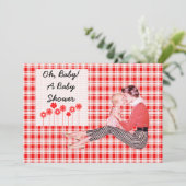 Invitation Retro Maman et Baby shower (Debout devant)