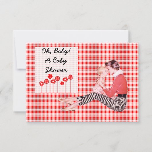Invitation Rétro Maman et Baby shower V2 (Devant)