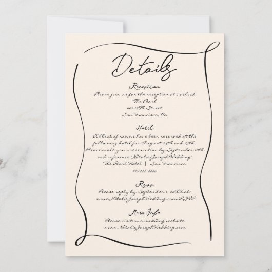 Invitation Rétro manuscrit tiré mignon tout en un Mariage (Dos)