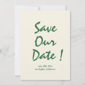 Invitation Rétro manuscrit vert lunette Enregistrer les dates (Dos)