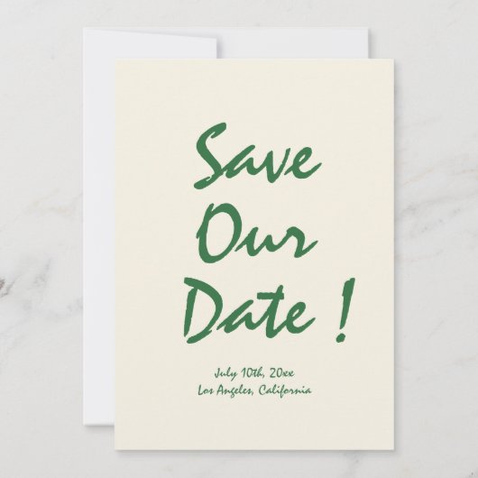 Invitation Rétro manuscrit vert lunette Enregistrer les dates (Dos)