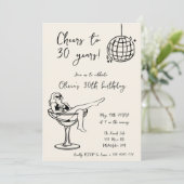 Invitation Retro Marg salue l'invitation de fête d'anniversai (Debout devant)