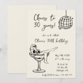 Invitation Retro Marg salue l'invitation de fête d'anniversai (Devant / Derrière)